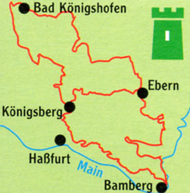 Haßberge: Karte Burgen und Schlösser Wandern