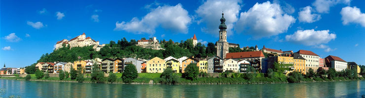 Panoramic View onto Old Town and Castle of Burghausen Panoramic View onto Old Town and Castle of Burghausen
