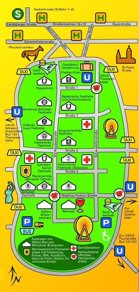 Übersichtsplan für das Münchener Oktoberfest